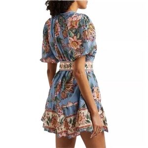 JOIE floral puff sleeve button front mini shirt dress cotton baja size 12